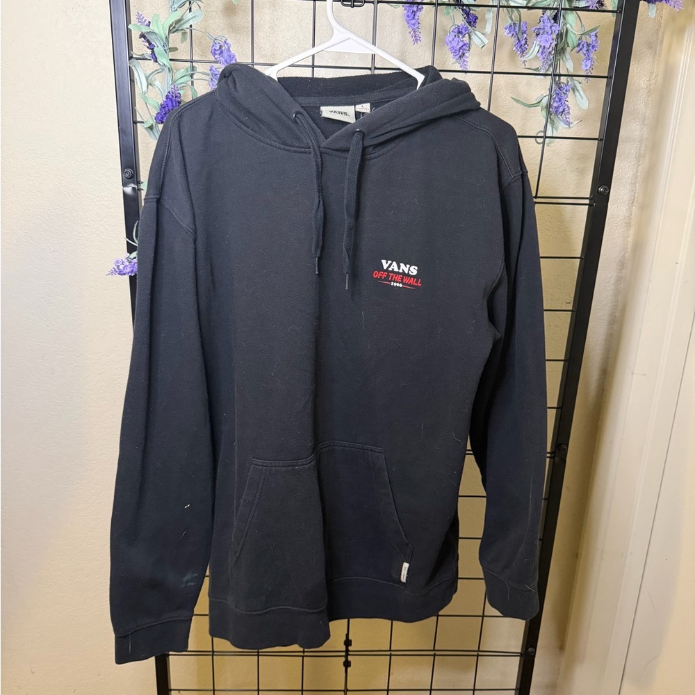 Vans Black Hoodie with Red Logo